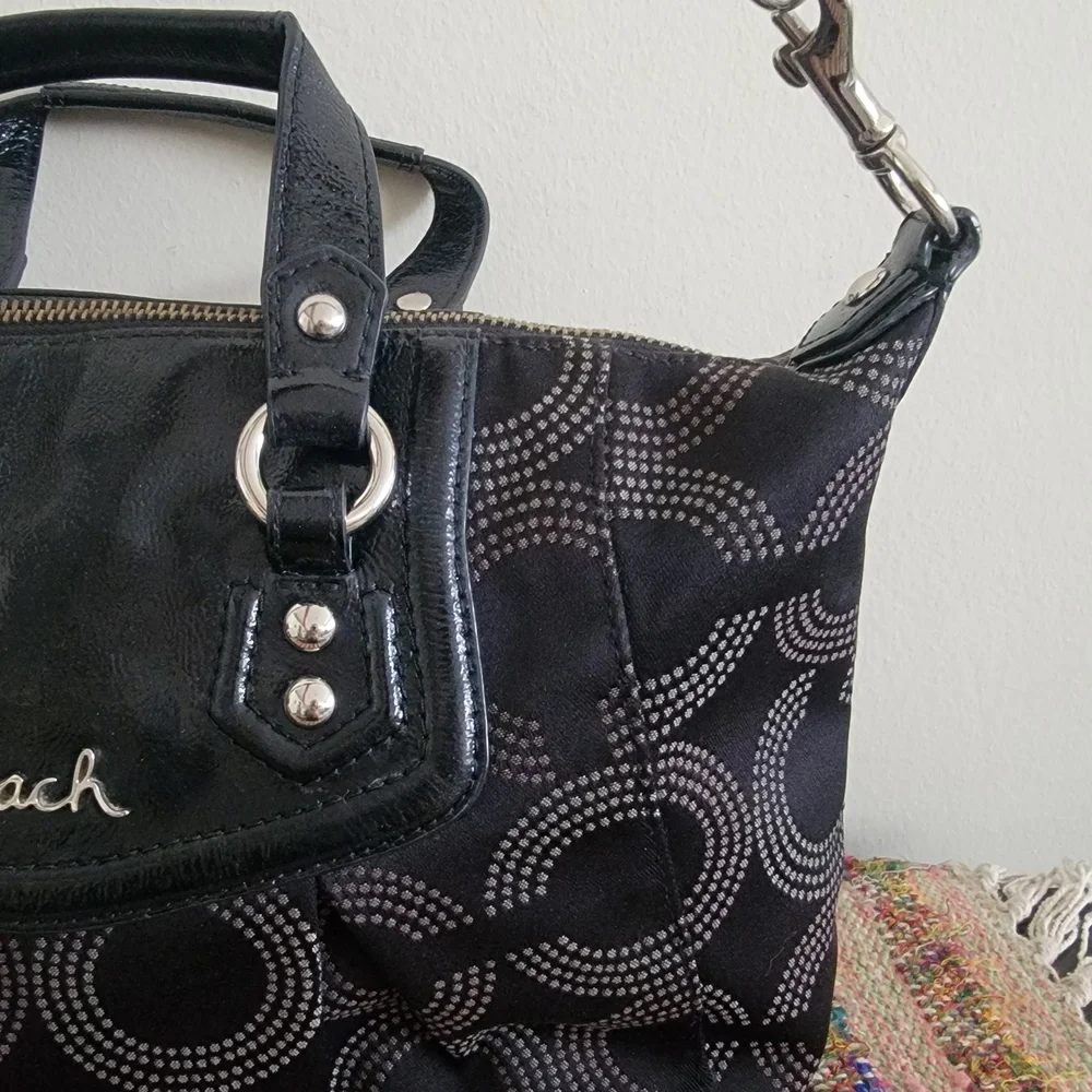 Coach Black Ashley Dotted Art Satchel Bag - Picture 2 of 7